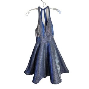 Alyce Paris Halter-Style & Plunging Sweetheart V-neckline Shimmering Dress, sz 0